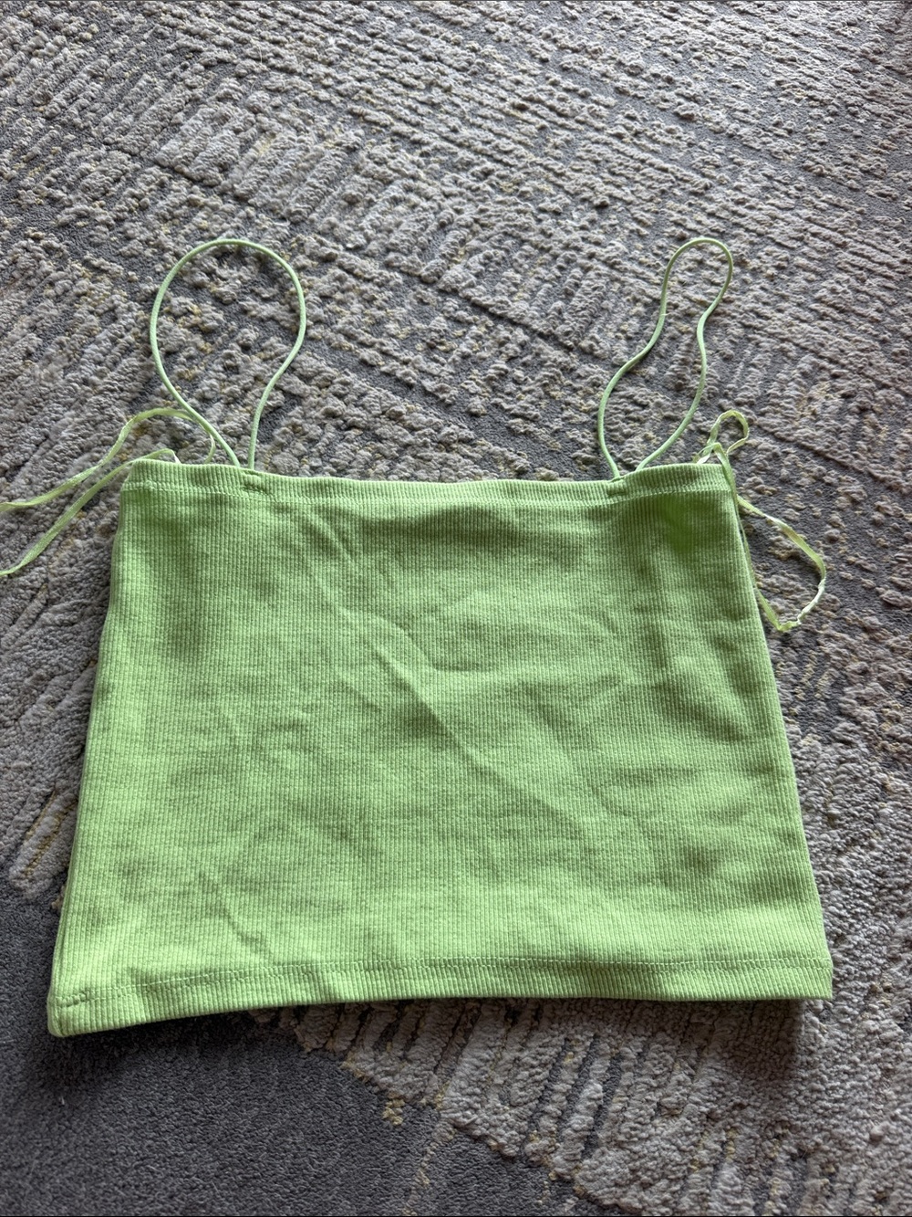 Zara Light Green Ribbed Knit Camisole with Spaghetti Straps